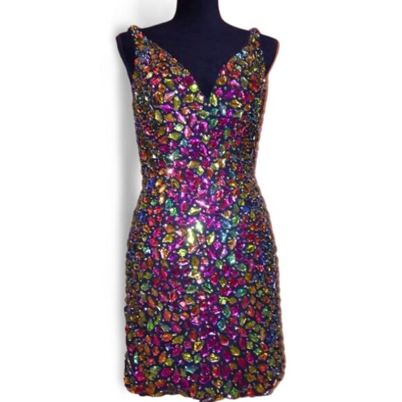 Luxury Couture Designer Crystals Beaded Runway Glamorous Cocktail Party Dress NW - Picture 6 of 12